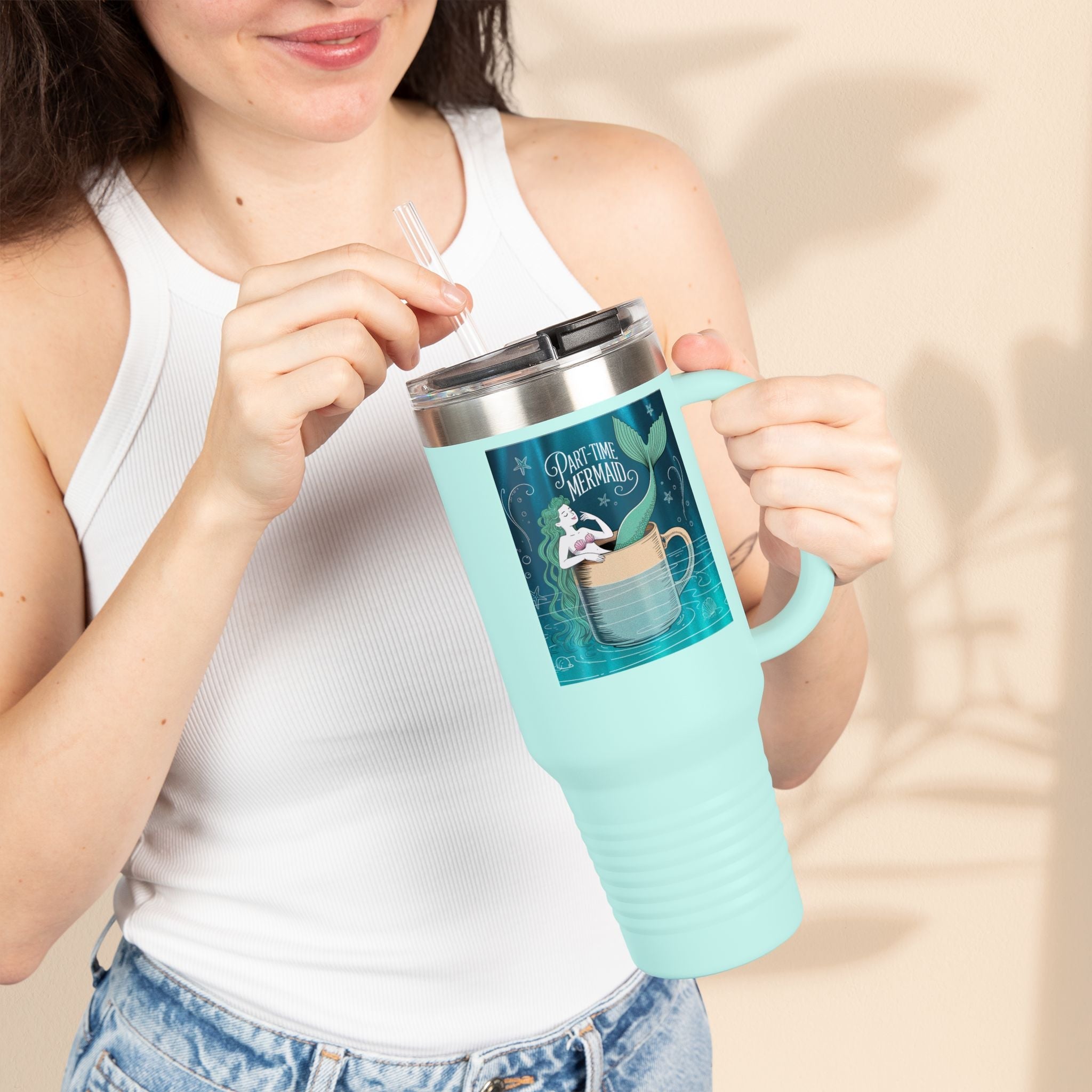 Charming Mermaid Insulated Travel Mug, 40oz - Perfect for Road Trips, Beach Days, and Gifts for Ocean Lovers, Travel Mug, Unique [...]