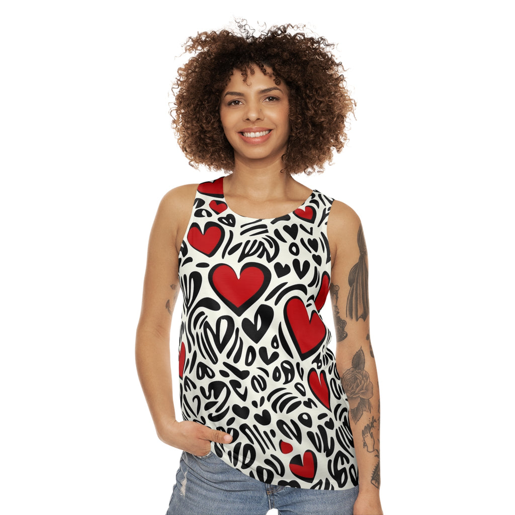 Heart Pattern Unisex Tank Top - Fun & Flirty Summer Style