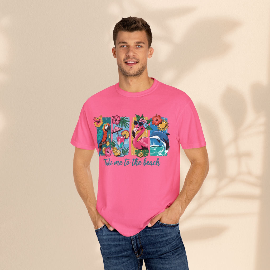 Brush Stroke art - Take Me to the Beach Unisex Garment-Dyed T-Shirt