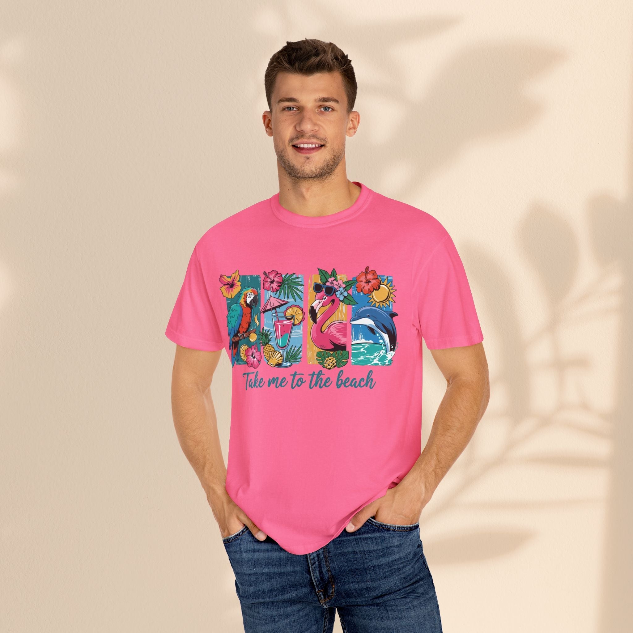 Brush Stroke art - Take Me to the Beach Unisex Garment-Dyed T-Shirt