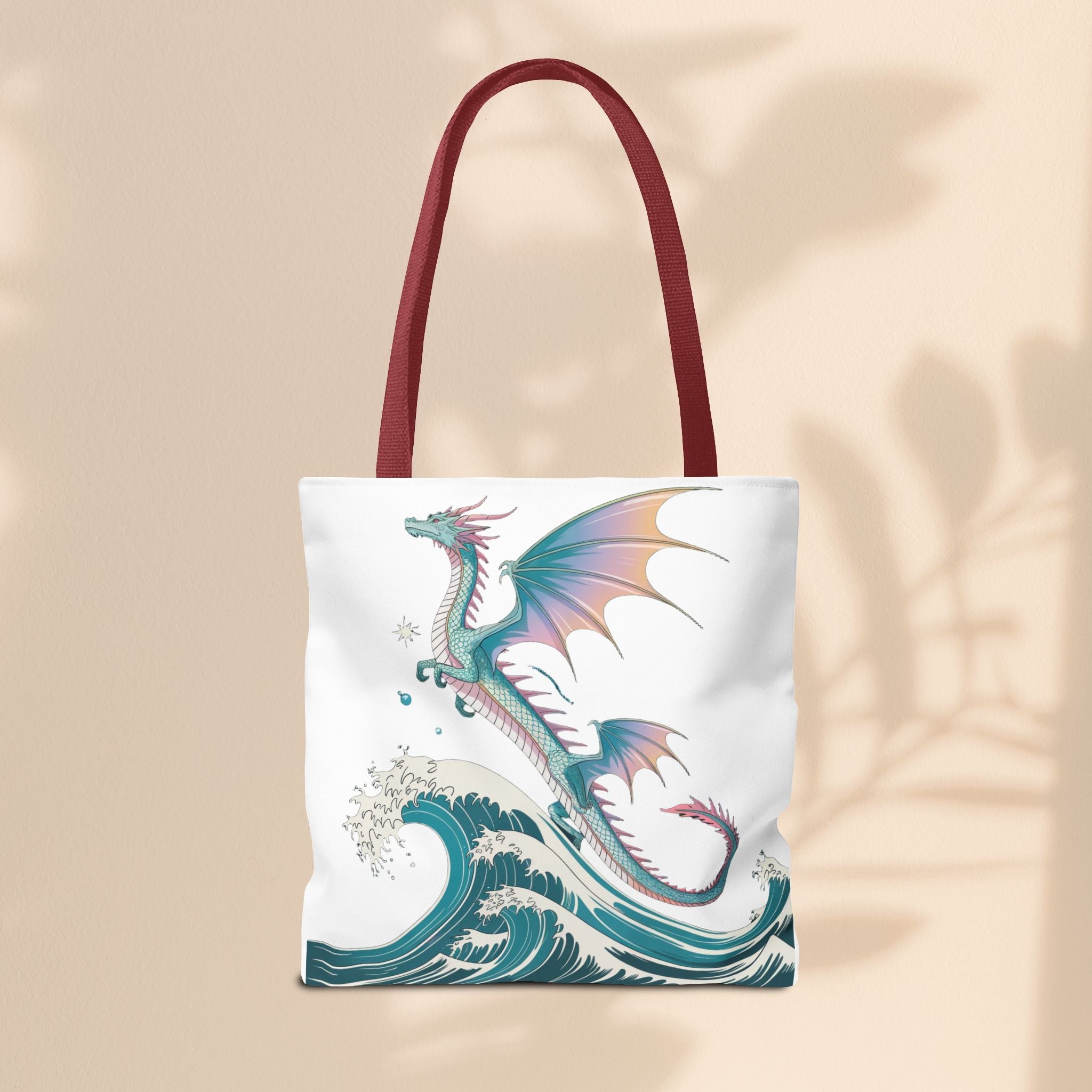 Dragons and Waves Tote Bag, Dragon Lovers Gift