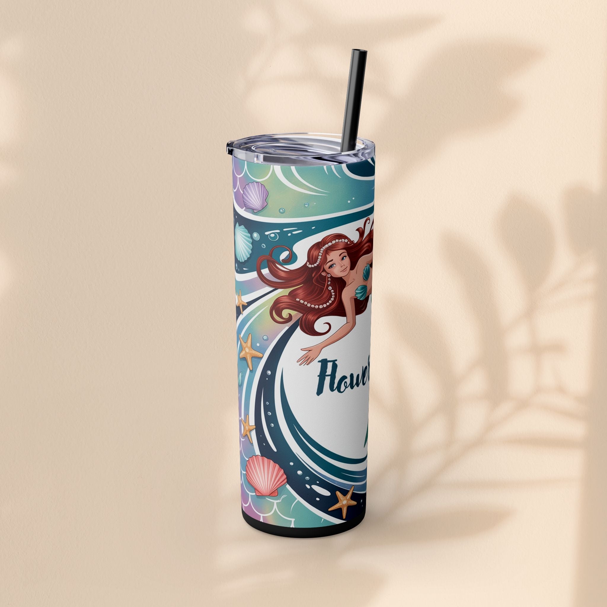 Mermaid Skinny Tumbler, Perfect for Flower Girls, Beach Days, Bachelorette Parties, Travel Mugs, Gift for Ocean Lovers