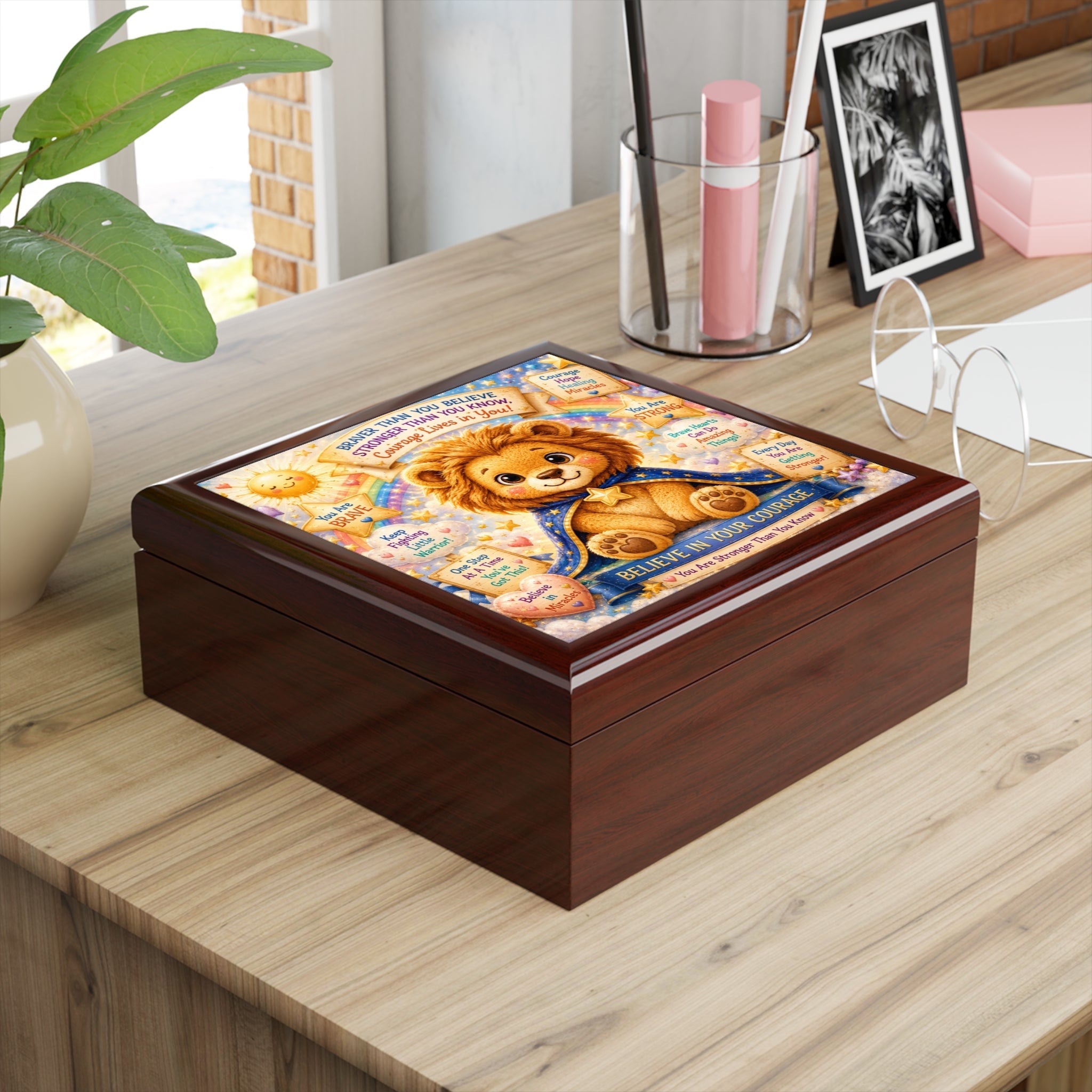 Believe in Your Courage Lion Jewelry Box — Brave Buddies Keepsake