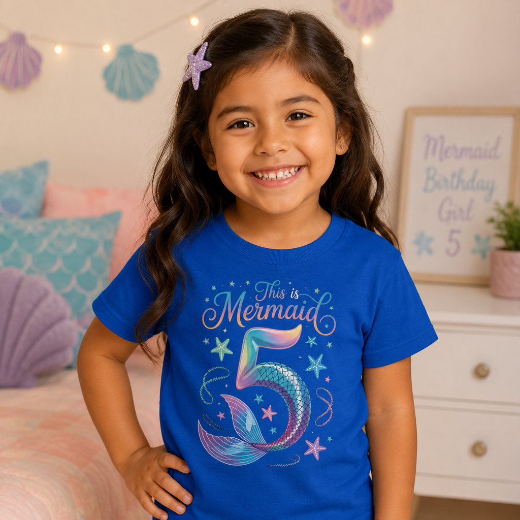 5 year old Mermaid Birthday Toddler T-shirt, Magical Mermaid Tee