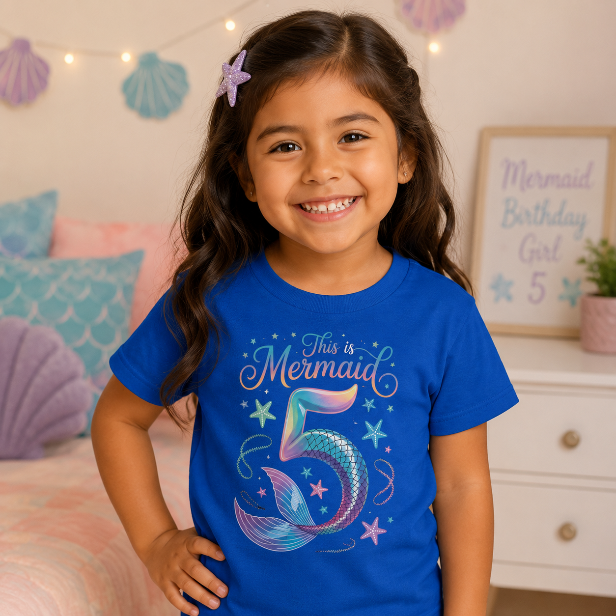 5 year old Mermaid Birthday Toddler T-shirt, Magical Mermaid Tee