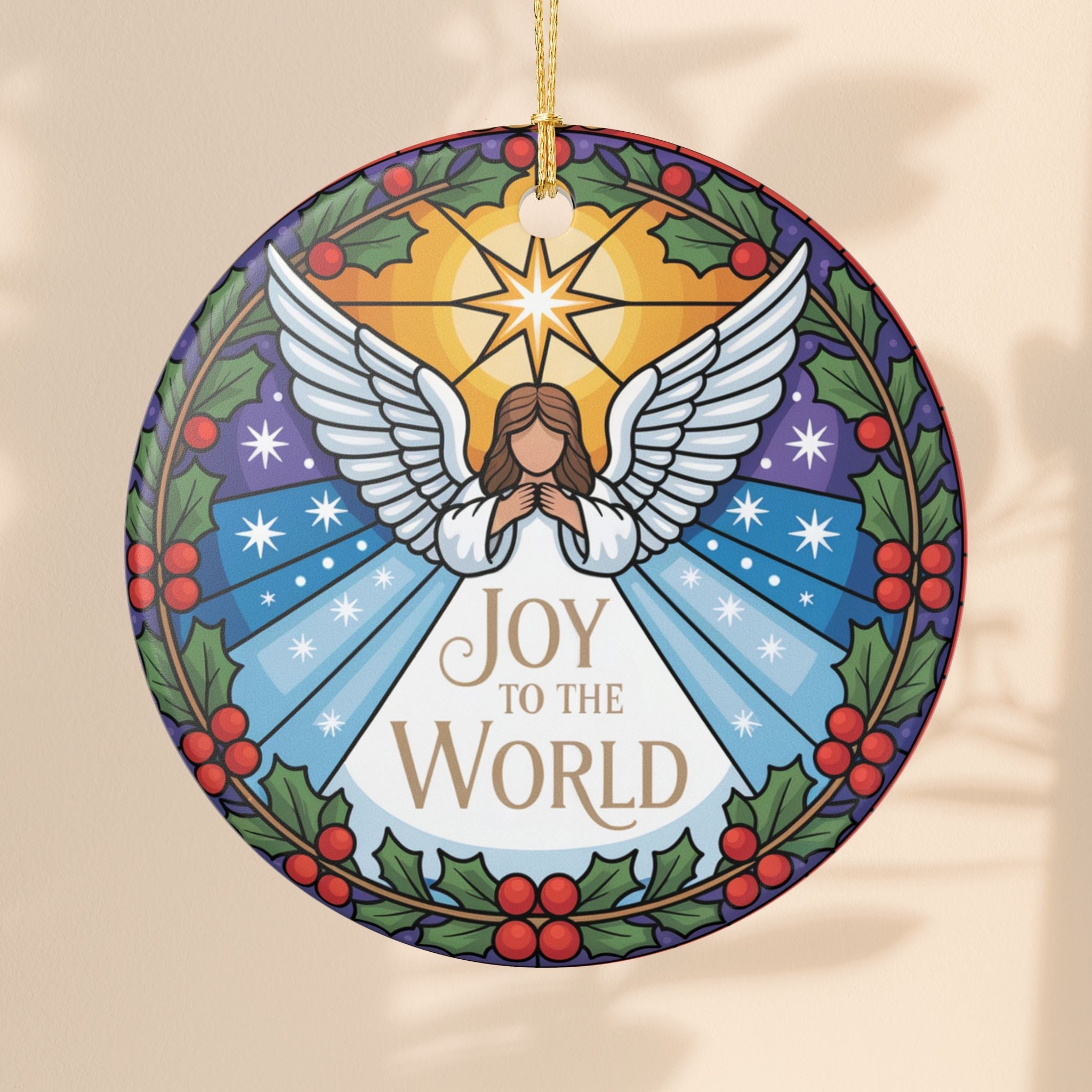 Joy To The World Ceramic Ornament – Religious Christmas Tree Decoration & Holiday Keepsake