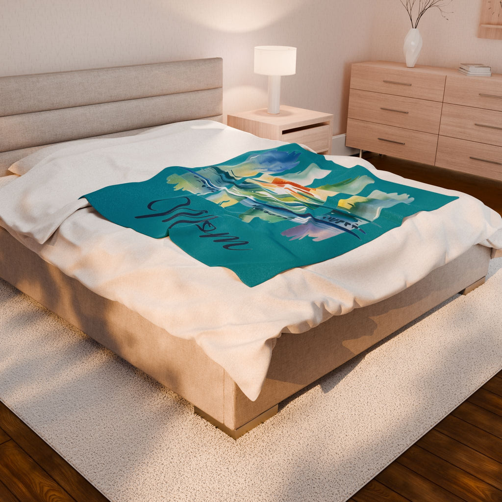 Ocean Loving Mom Velveteen Plush Blanket – A Hug from the Sea