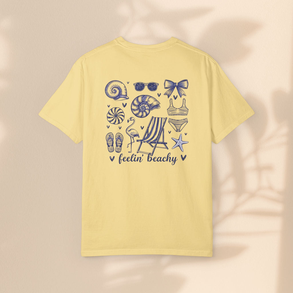Beach Vibes Unisex Garment-Dyed T-shirt - ‘Feelin' Beachy’ Design