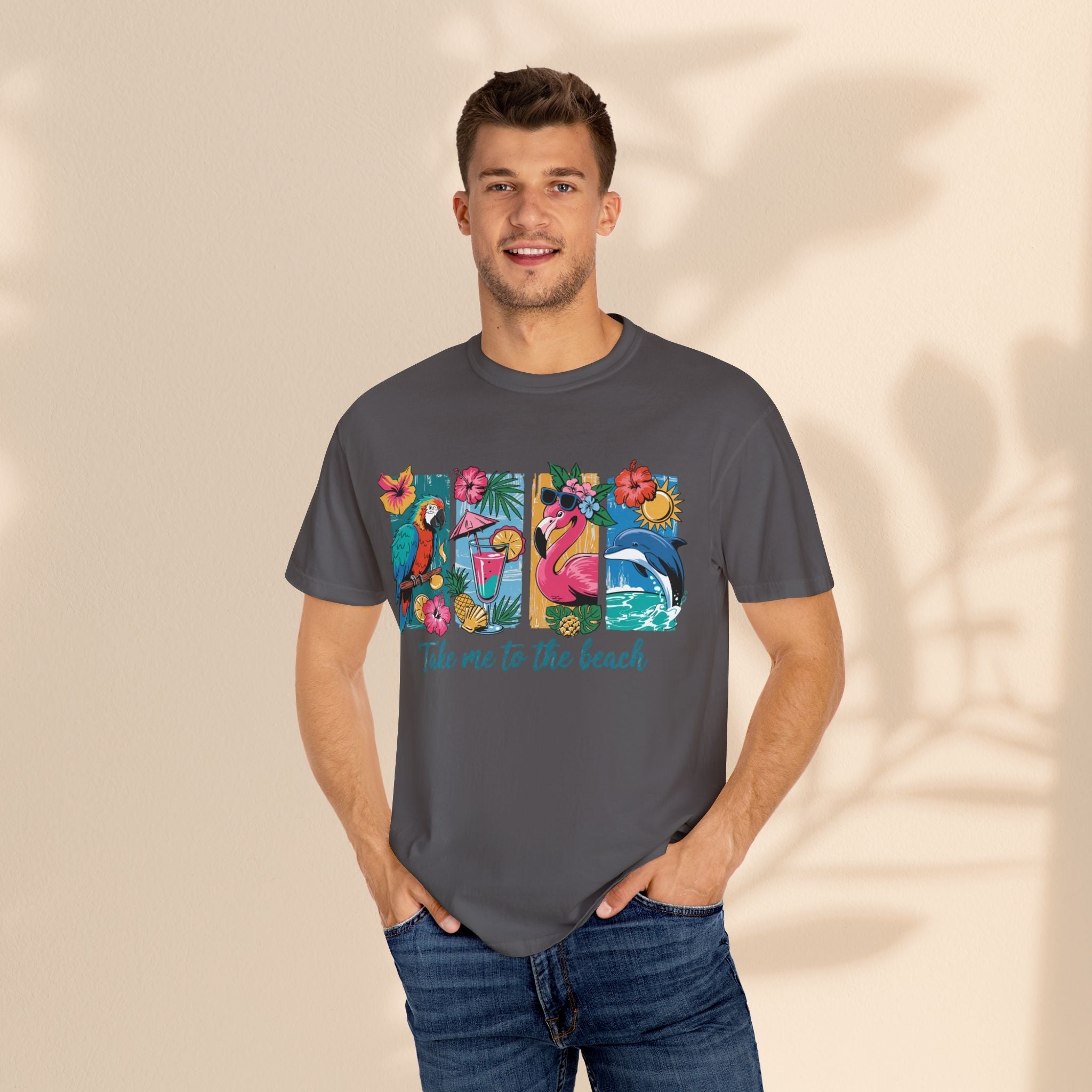 Brush Stroke art - Take Me to the Beach Unisex Garment-Dyed T-Shirt