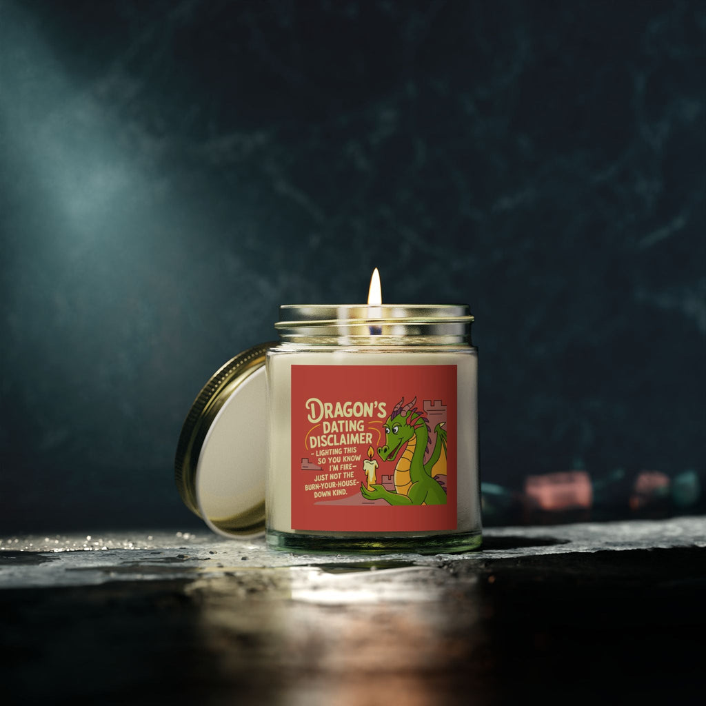 Dragon Dating Disclaimer Scented Candles, Coconut Apricot Wax (4oz, 9oz)