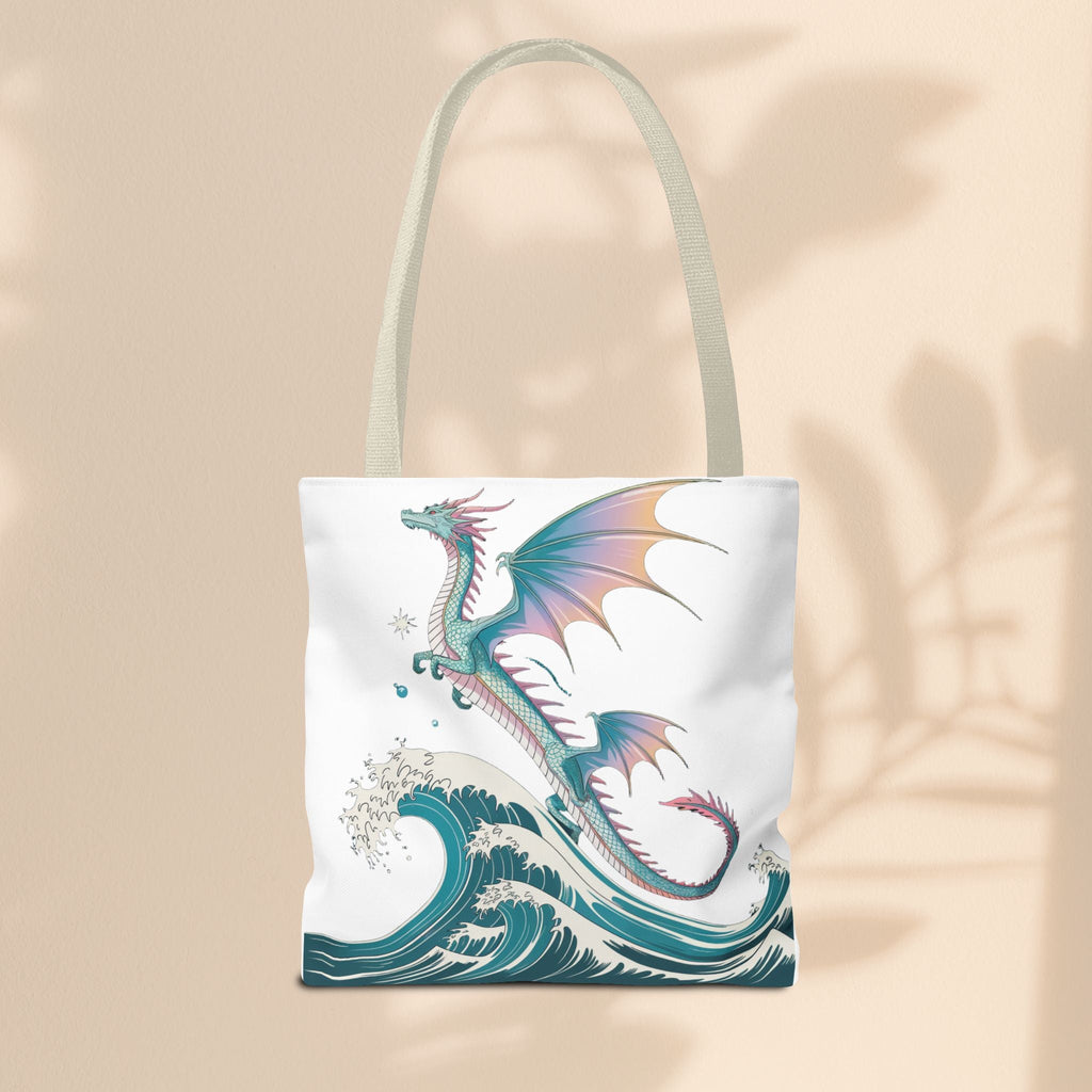 Dragons and Waves Tote Bag, Dragon Lovers Gift