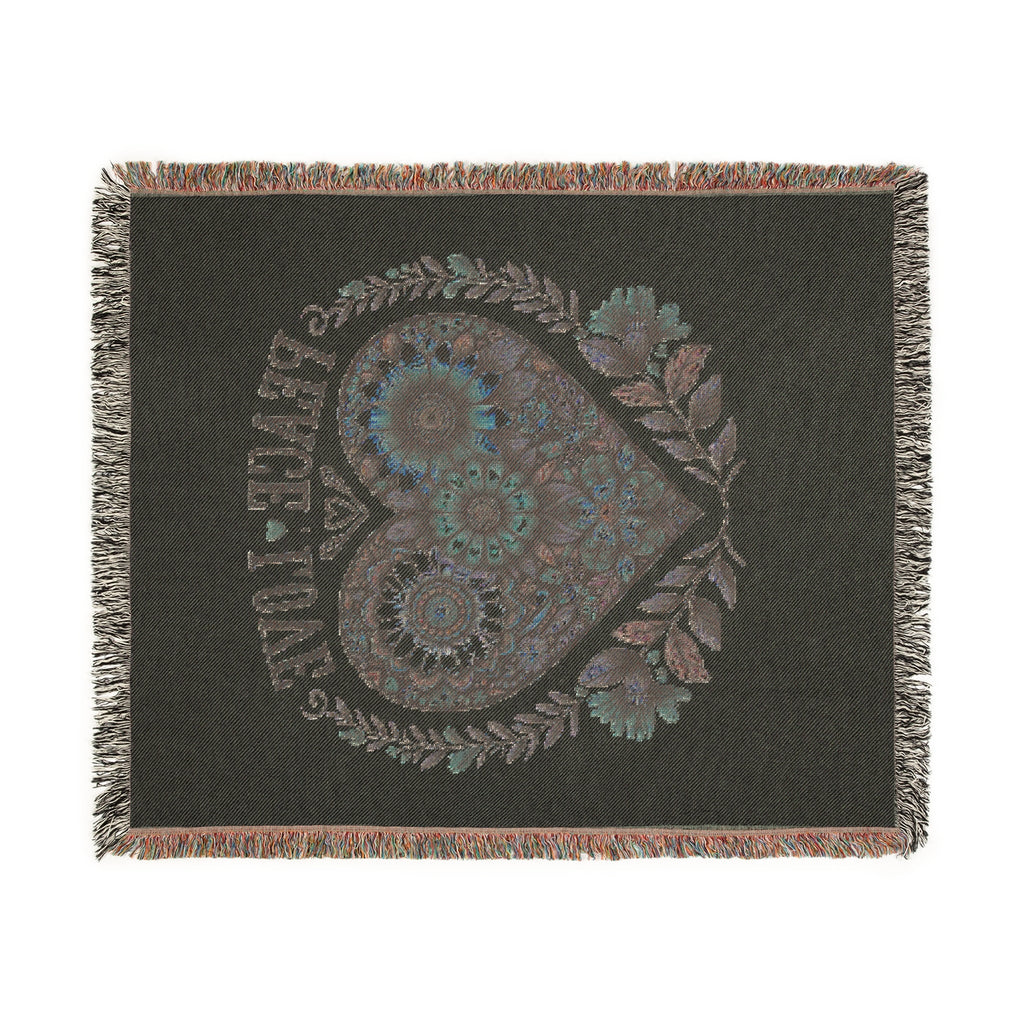 Peace, Love & Heart Woven Blanket –Meaningful Home Décor & Thoughtful Gift