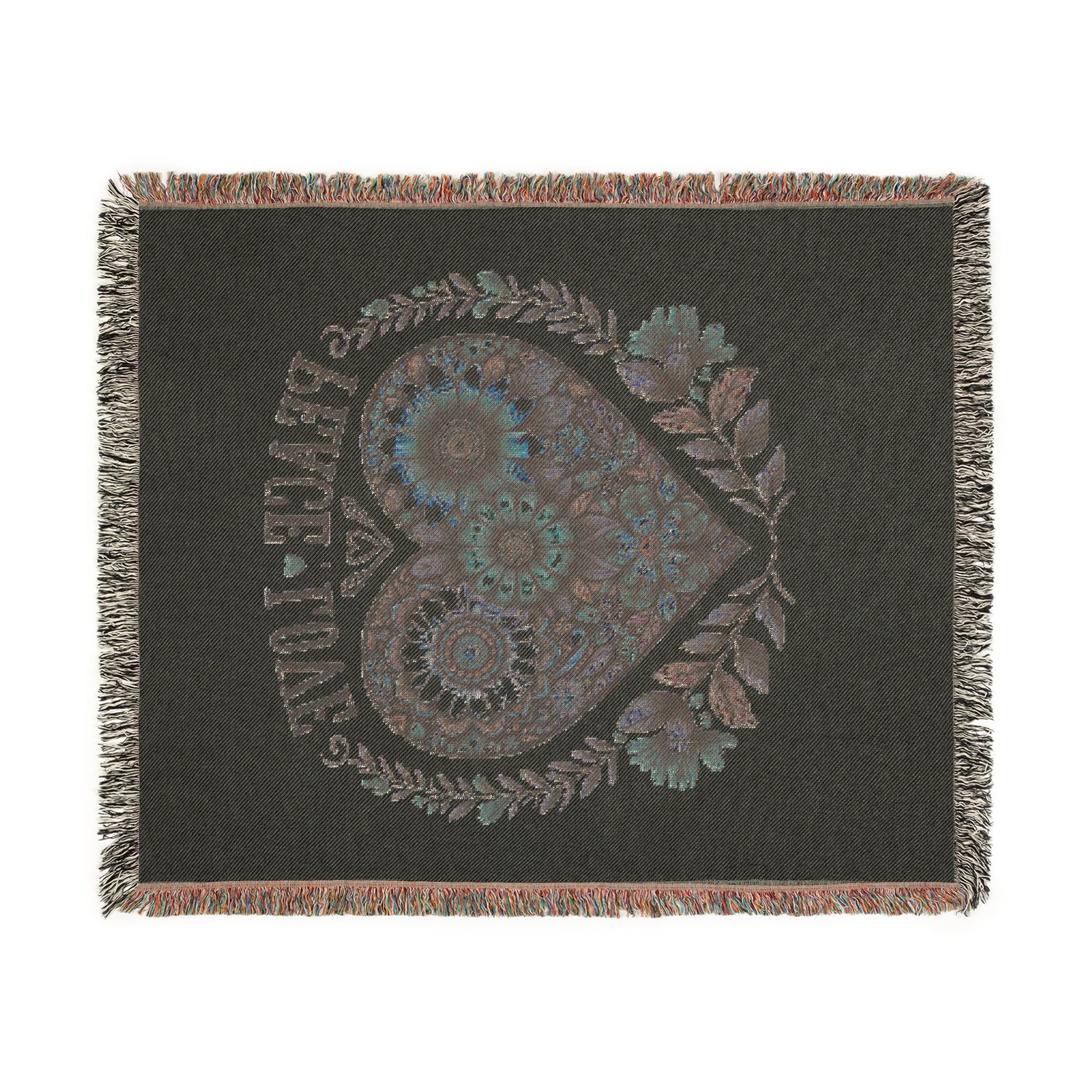 Peace, Love & Heart Woven Blanket –Meaningful Home Décor & Thoughtful Gift