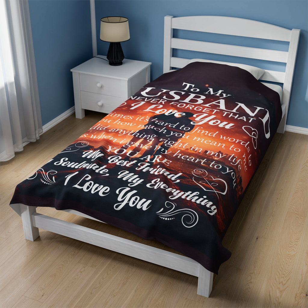 Husband Blanket Gift – Velveteen Plush | Romantic Gift for Husband from Wife