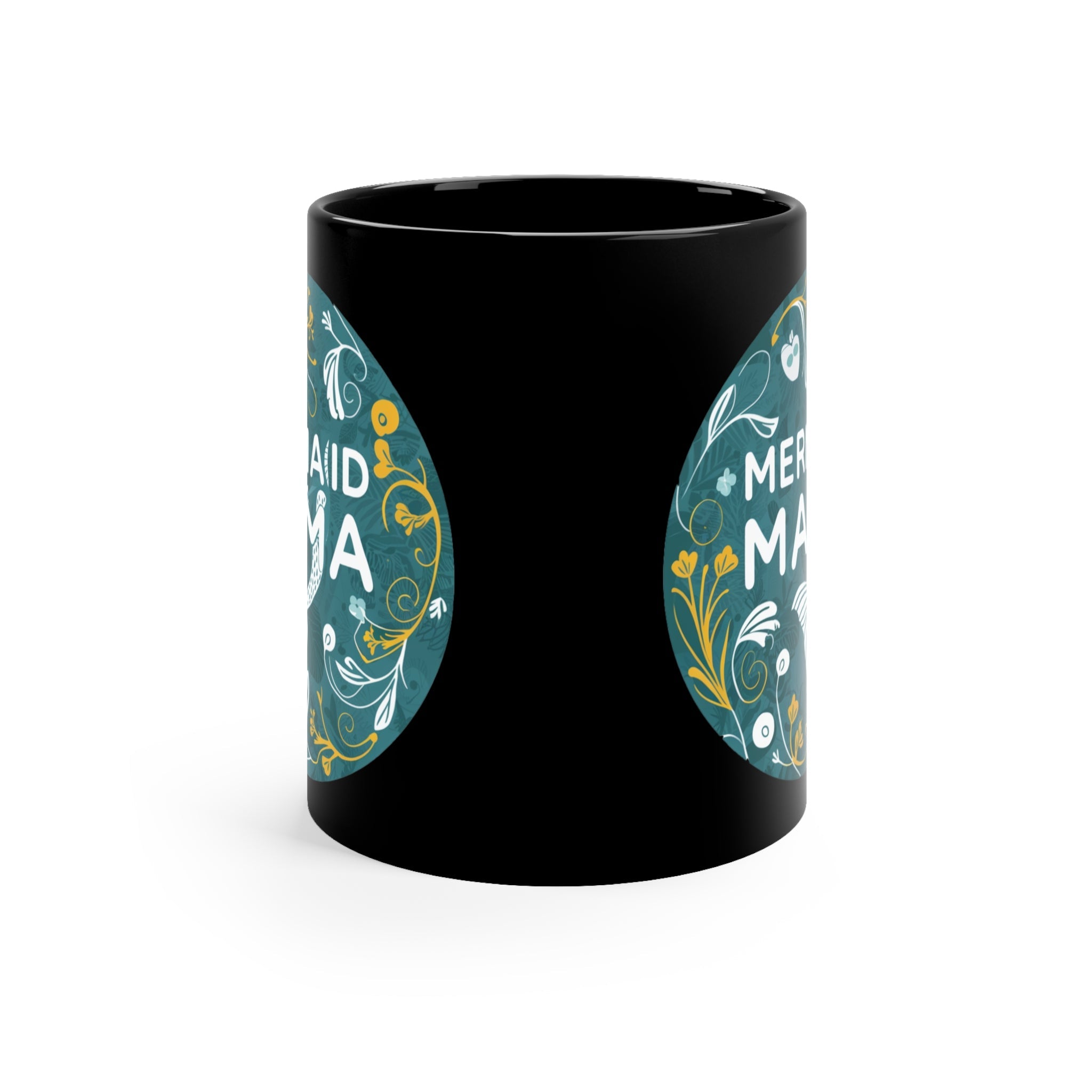Mermaid Mama Black Coffee Mug – 11oz Ocean Gift