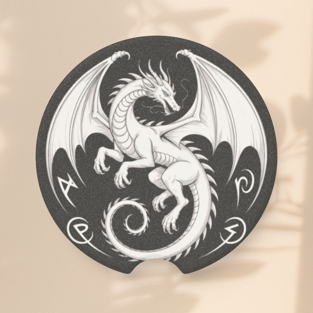 Dragon Design Soapstone Car Coaster, Unique Auto Accessories, Dragon Car Decor, Fantasy Gift for Car Lovers, Home and Auto Decor
