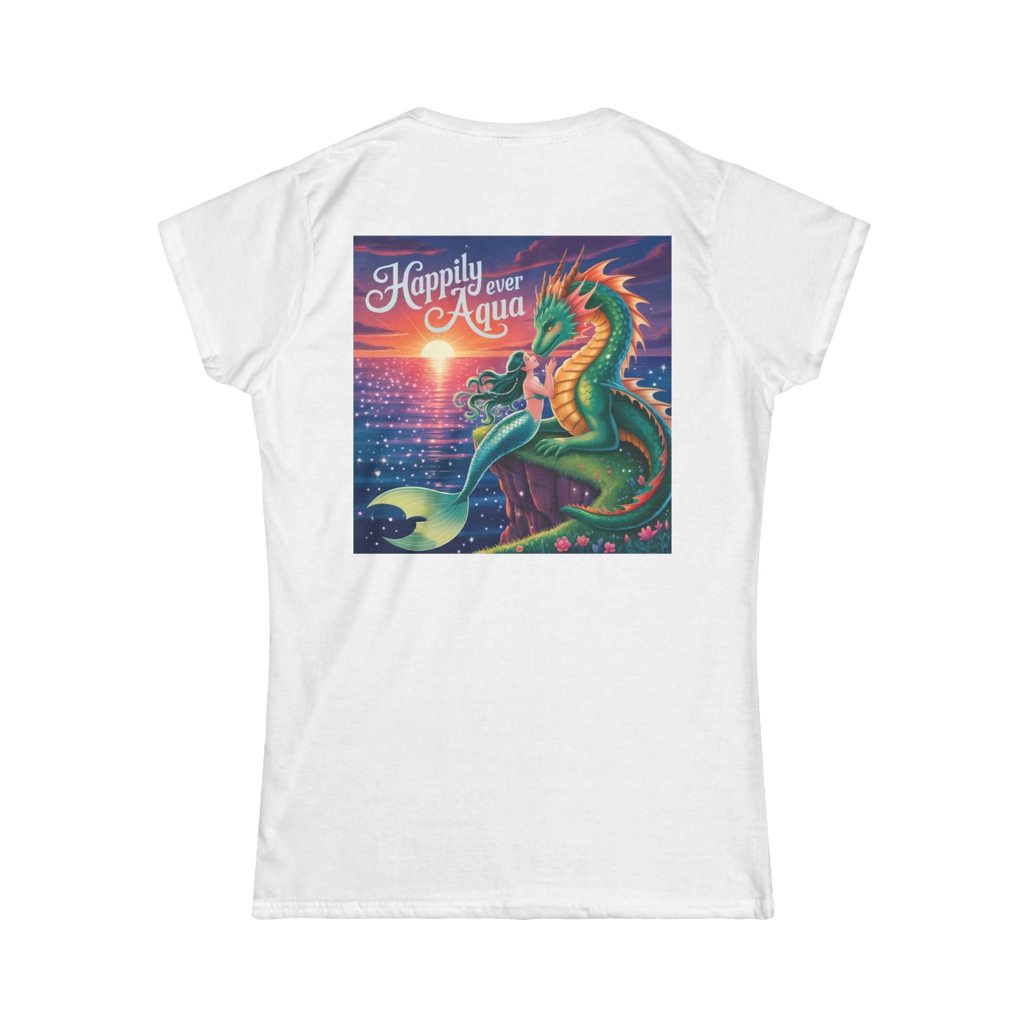 Enchanted Dragon Tee - Happily Ever Aqua Design, Women's Fashion Shirt, Boho Style, Fantasy Gift for Her, Unique Graphic Tee