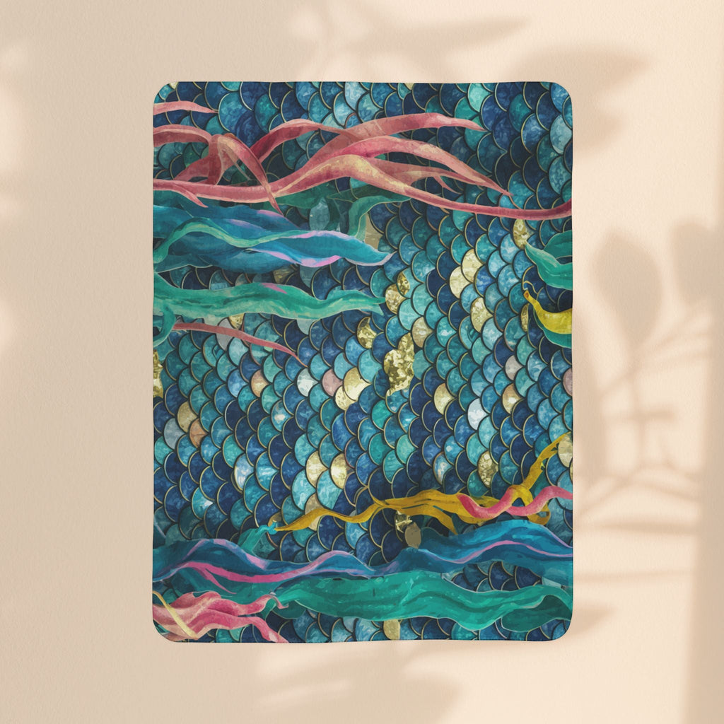 Fleece Sherpa Blanket - Mermaid Scale Party