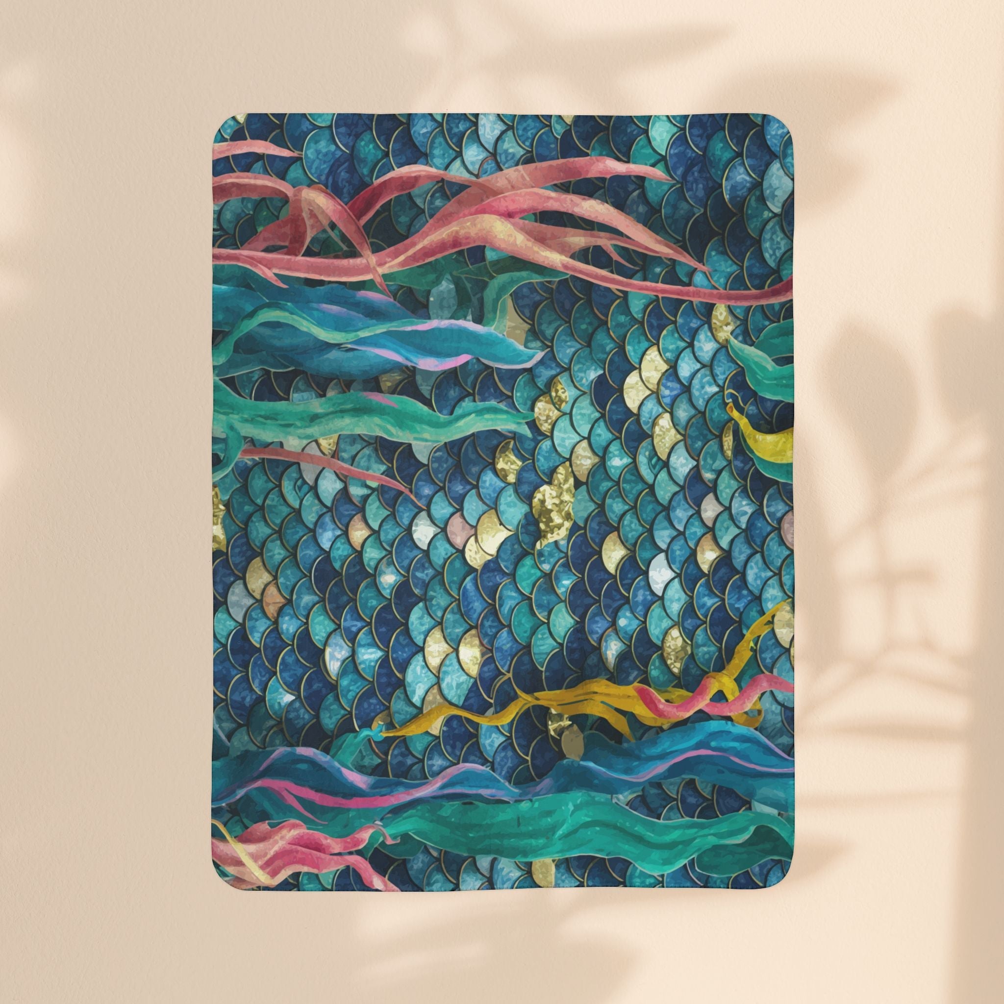 Fleece Sherpa Blanket - Mermaid Scale Party