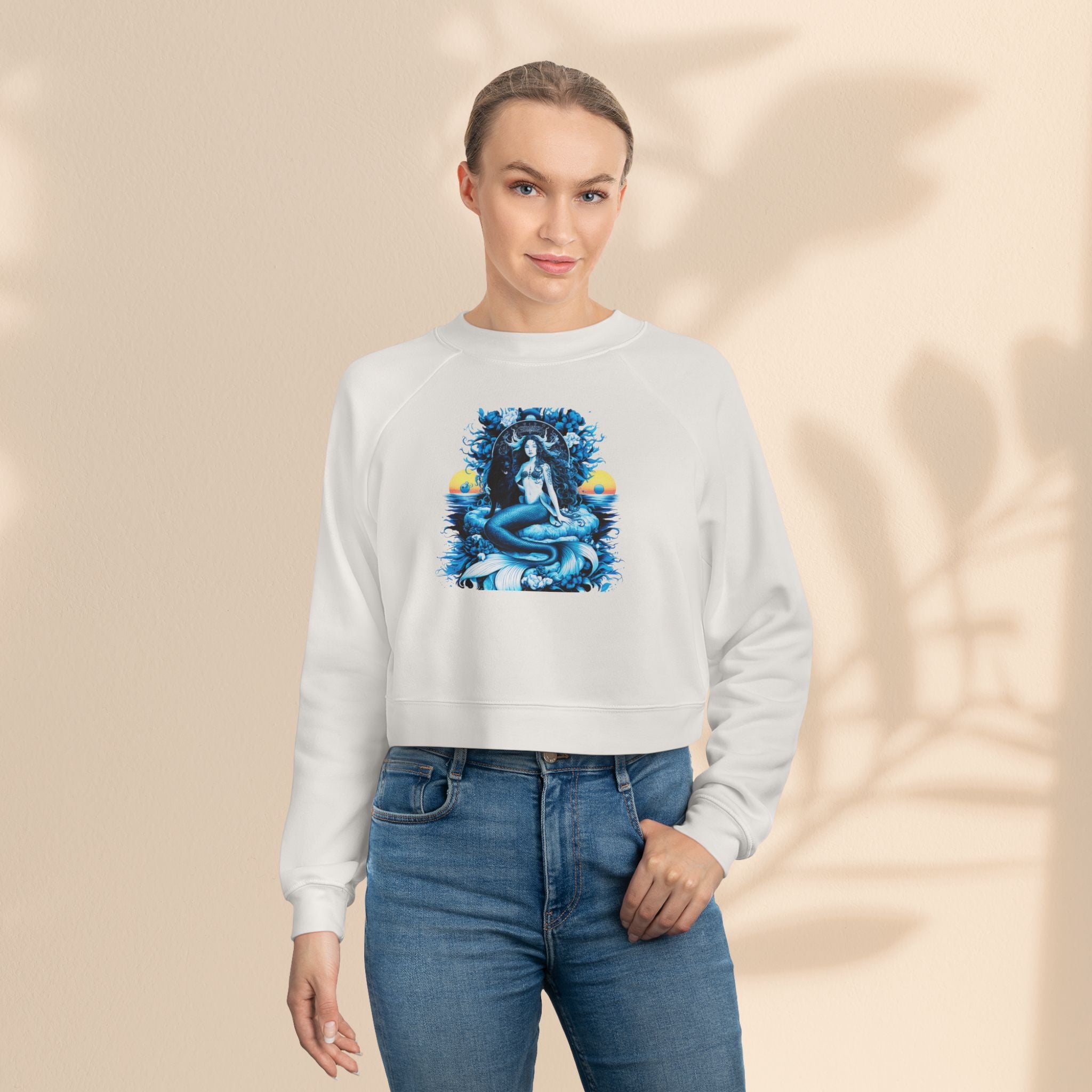 Majestic Mermaid Women's Cropped Fleece Pullover - Cozy Stylish Sweatshirt