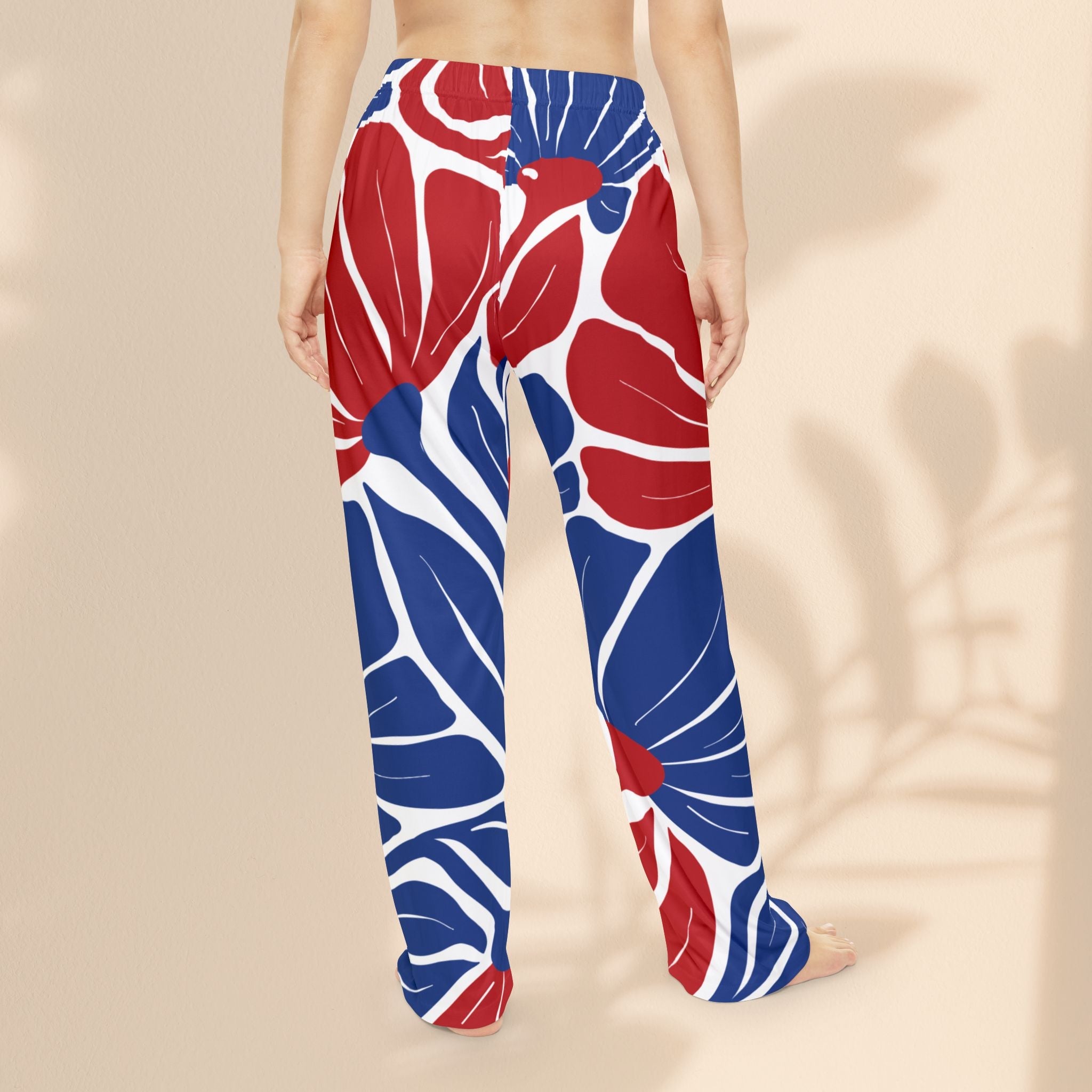 Cozy Red, White, and Blue Women's Pajama Pants, Stylish Loungewear, Bohemian Sleep Trousers, Gifts for Her, Relaxation Essentials