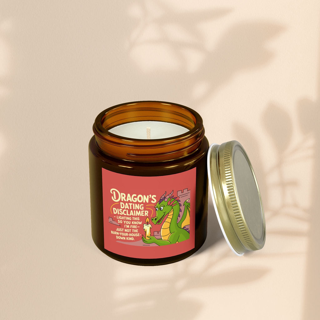 Dragon Dating Disclaimer Scented Candles, Coconut Apricot Wax (4oz, 9oz)