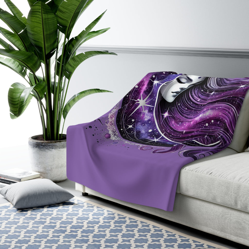 Cosmic Moon Sherpa Fleece Blanket – Starry Night Throw & Astrology Gift