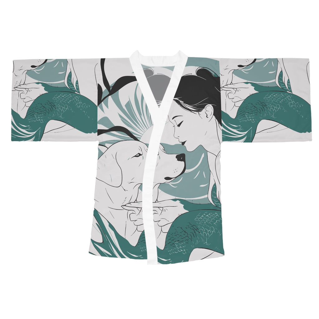 Mermaid with Labrador – Long Sleeve Kimono Robe
