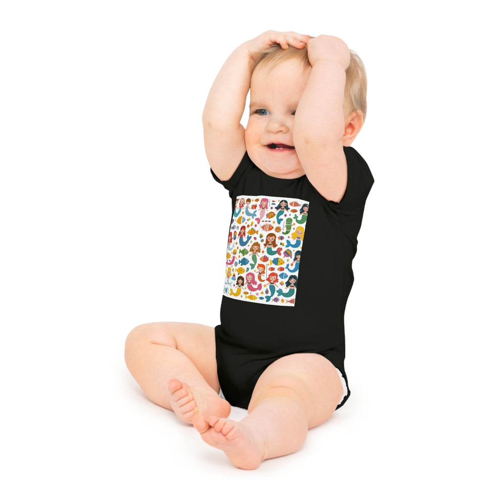 Baby Short Sleeve Bodysuit – Little Mermaids | Cute Mermaid Baby Onesie