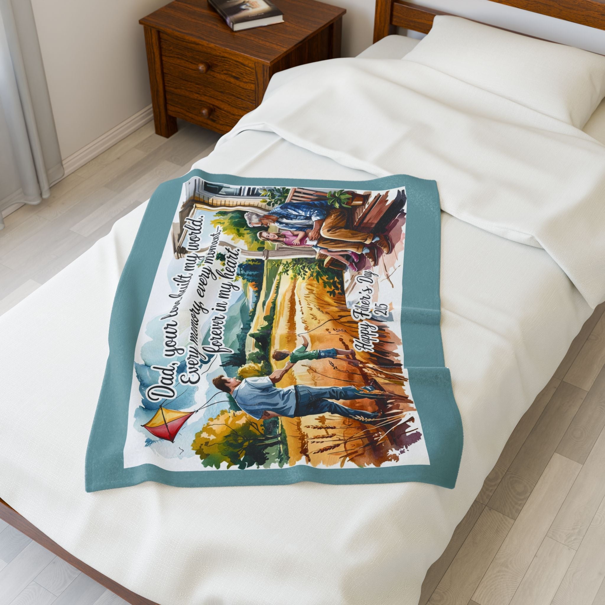Father's Day Velveteen Blanket - Every Moment is Forever in My Heart