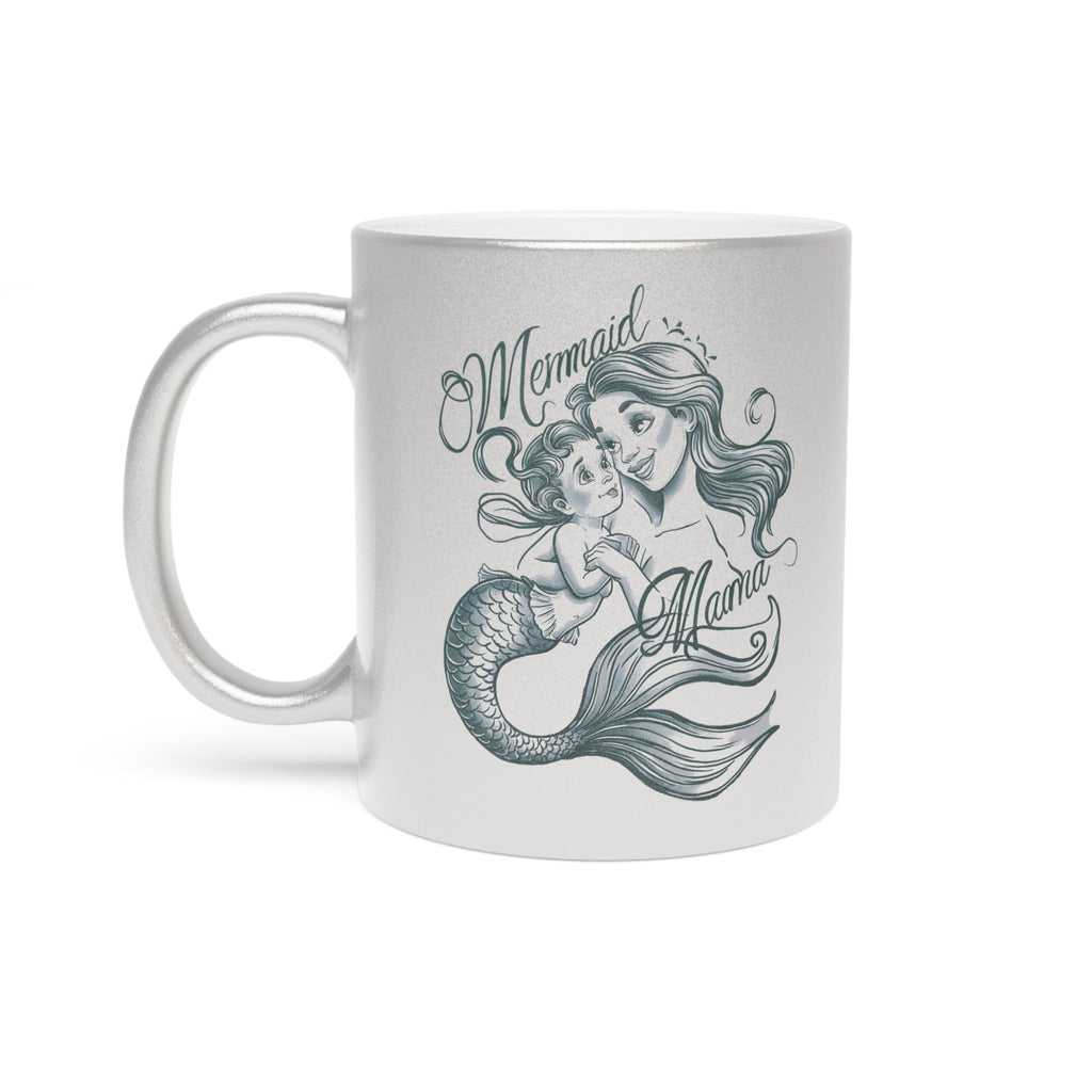 Mermaid Mama Metallic Mug – Gold/Silver Coffee Cup Gift | Mother’s Day Mermaid Mom