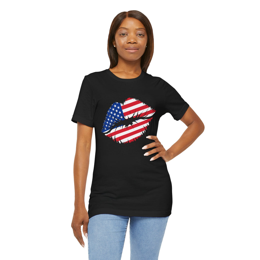 Patriotic Lip Print Tee, Unisex T-Shirt,