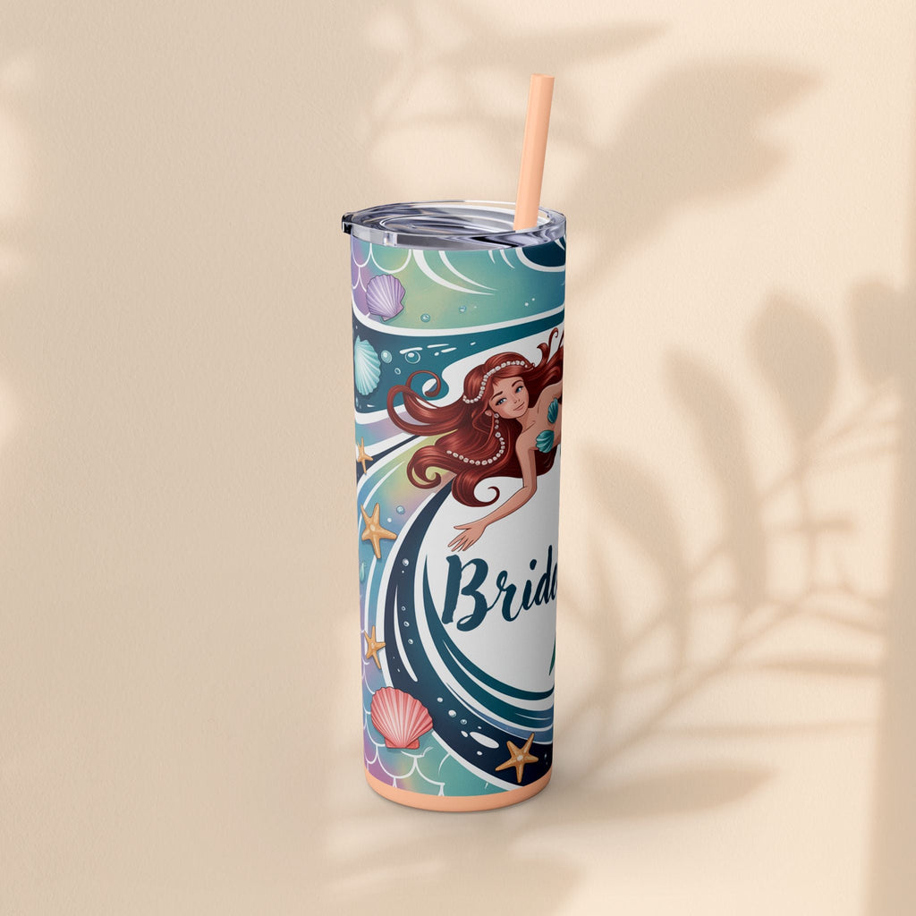 Mermaid Bridesmaid Tumbler, 20oz Skinny Tumbler | Wedding Favor, Bridal Party Gift, Personalized Drinkware, Ocean Theme