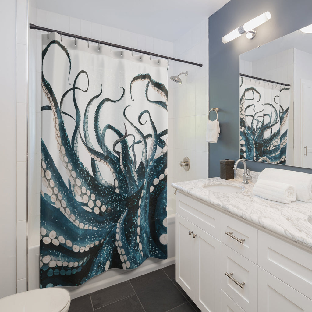 Artistic Octopus Shower Curtain – Ocean Vibes for Bathroom Décor