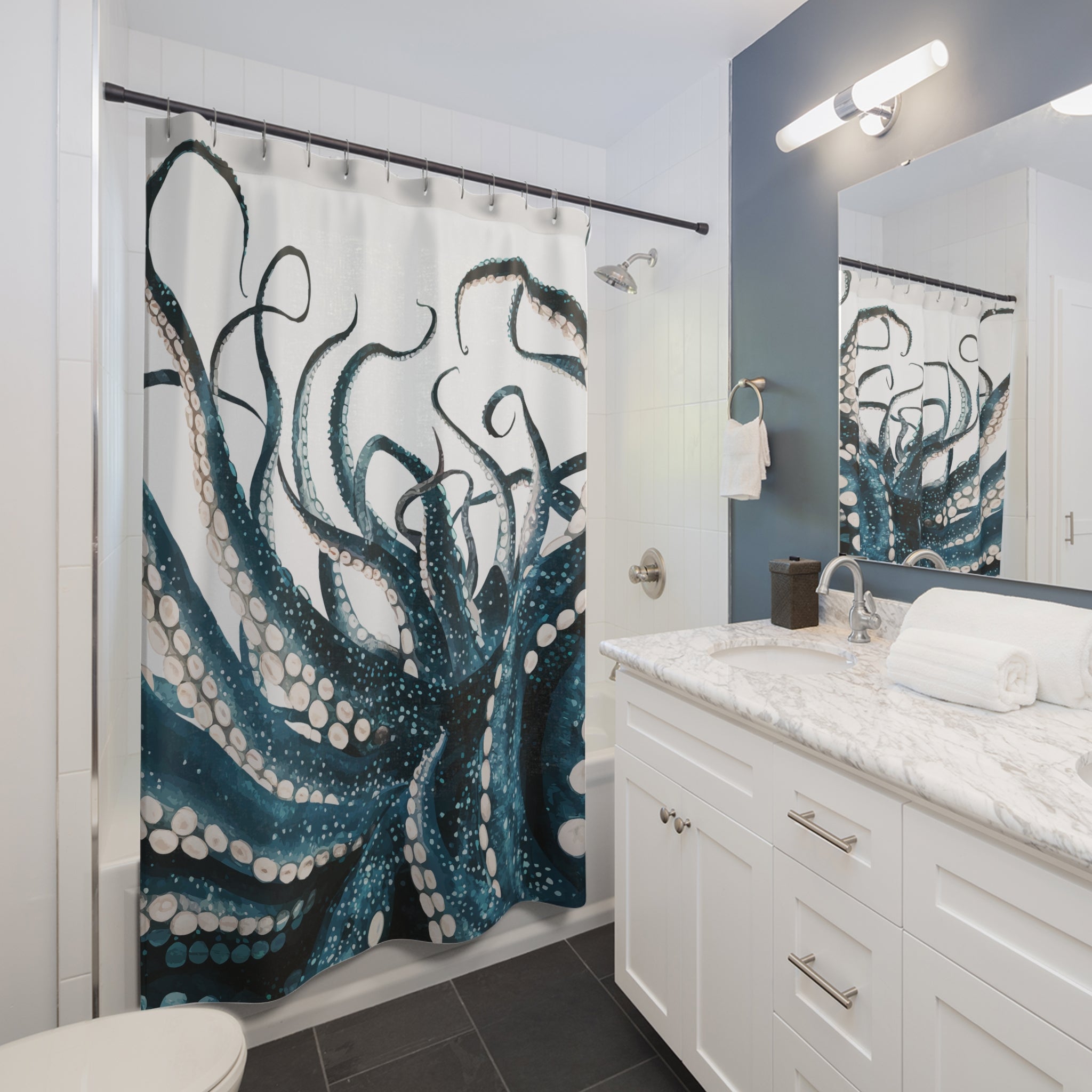 Artistic Octopus Shower Curtain – Ocean Vibes for Bathroom Décor