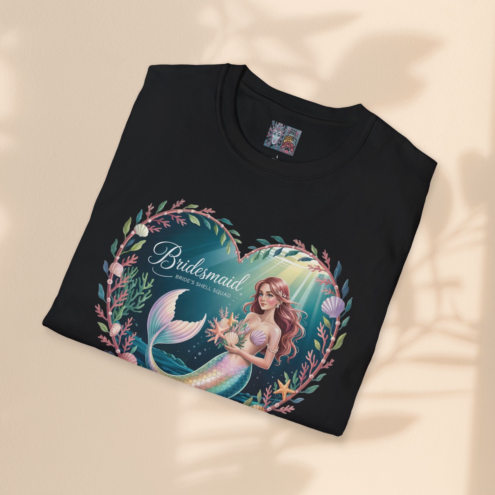 Bridesmaid Mermaid T-Shirt, Softstyle Unisex Tee, Wedding Party Gift, Beach Theme Shirt, Mermaid Lover Apparel, Bridesmaid Gift Idea