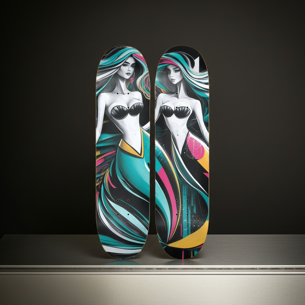 2 Skateboard Series Art - Mod Mermaids