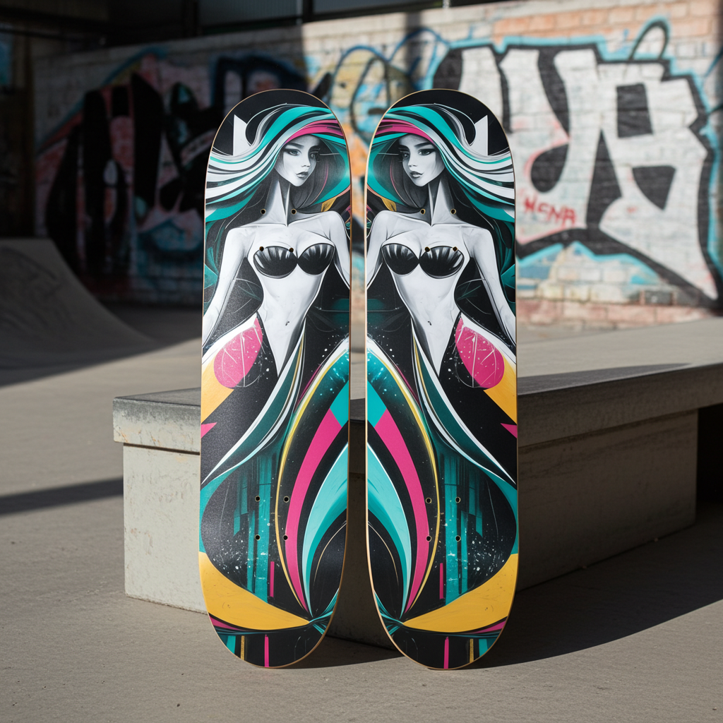 2 Skateboard Series Art - Mod Mermaids