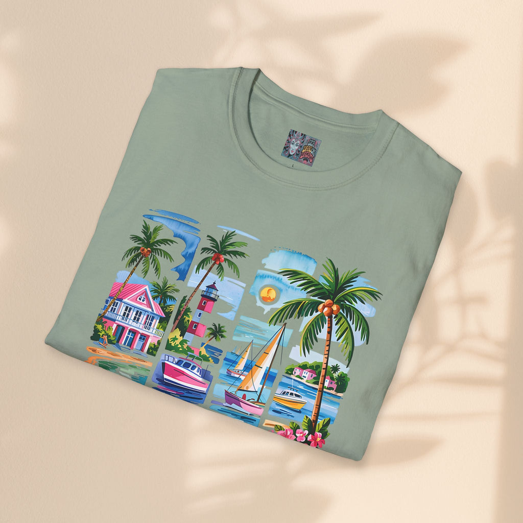 Brush Stroke Salty Soul Unisex Softstyle T-Shirt - Tropical Vibe Tee for Beach Lovers