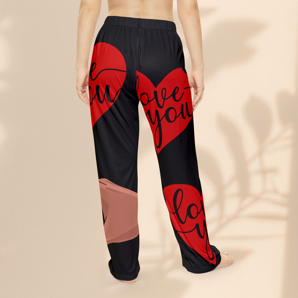 Love You Women’s Pajama Pants – Cozy Heart Print Sleepwear or Loungewear
