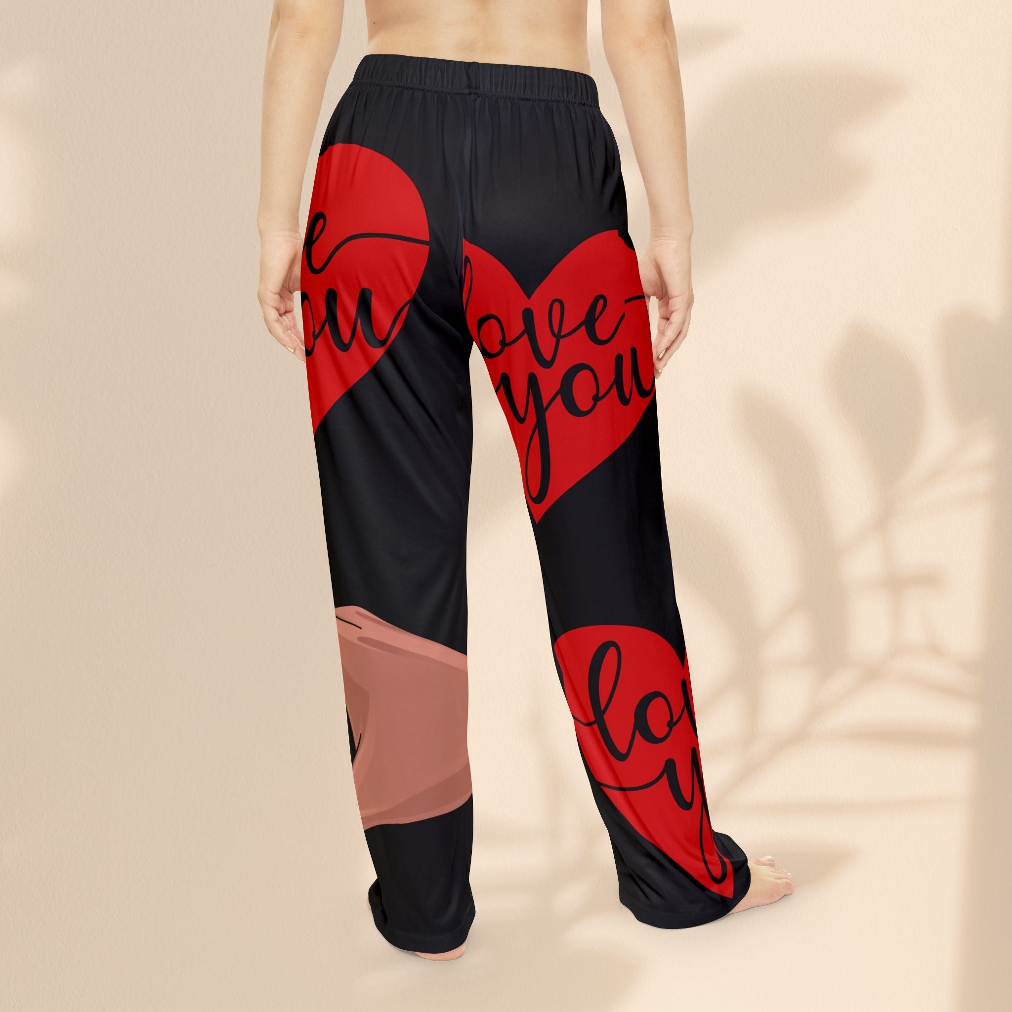Love You Women’s Pajama Pants – Cozy Heart Print Sleepwear or Loungewear