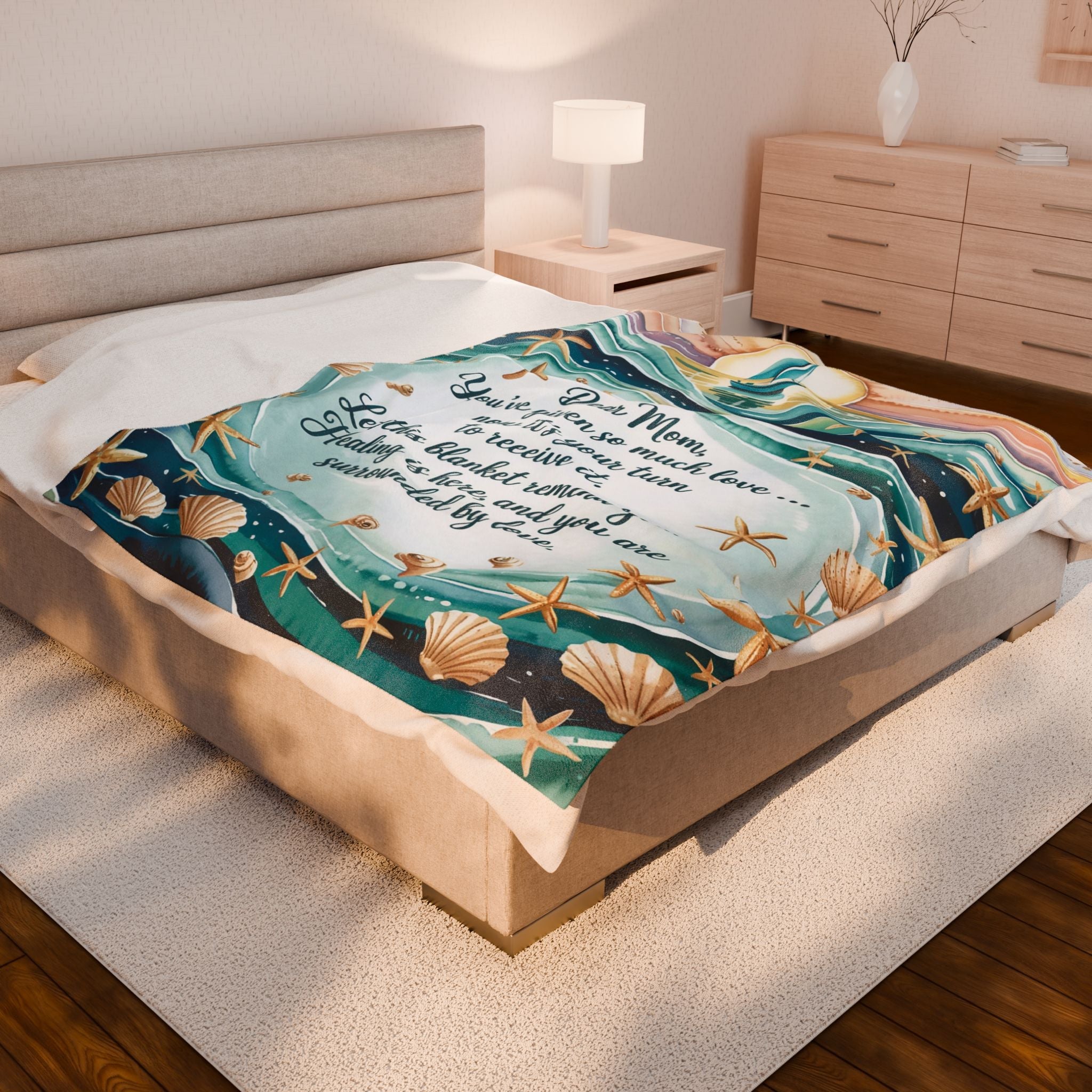 Mother's Day Velveteen Plush Blanket - Comforting Love & Healing Message