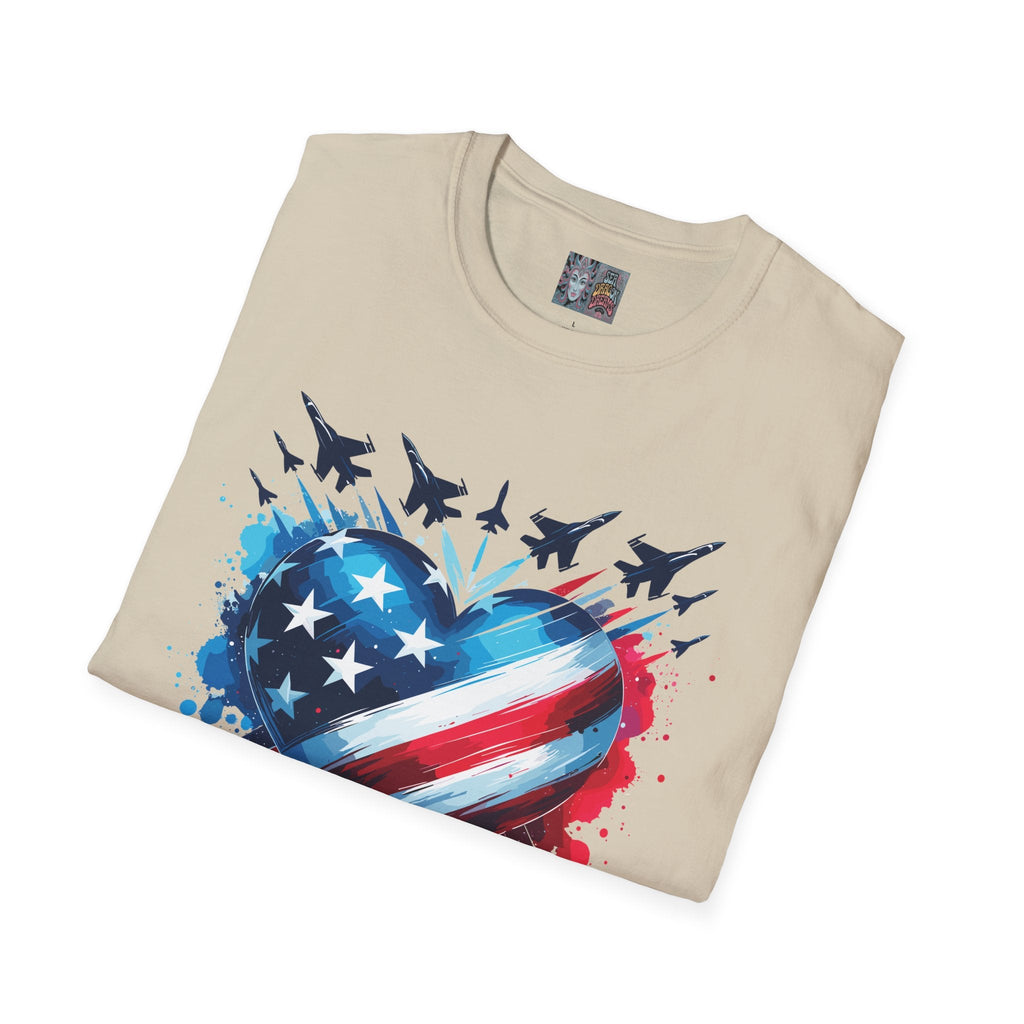 Patriotic Heart Unisex Softstyle T-Shirt - Perfect for Independence Day