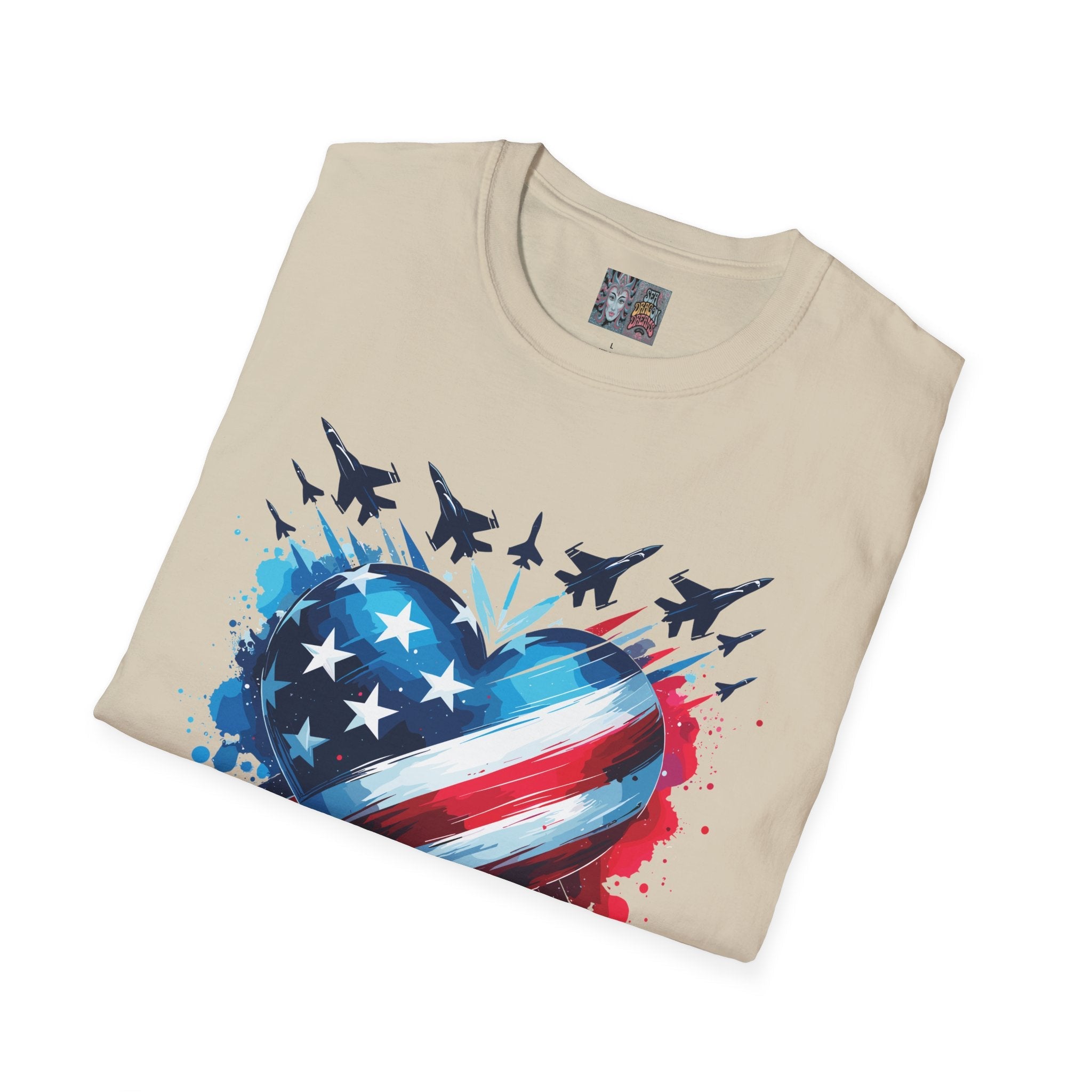 Patriotic Heart Unisex Softstyle T-Shirt - Perfect for Independence Day