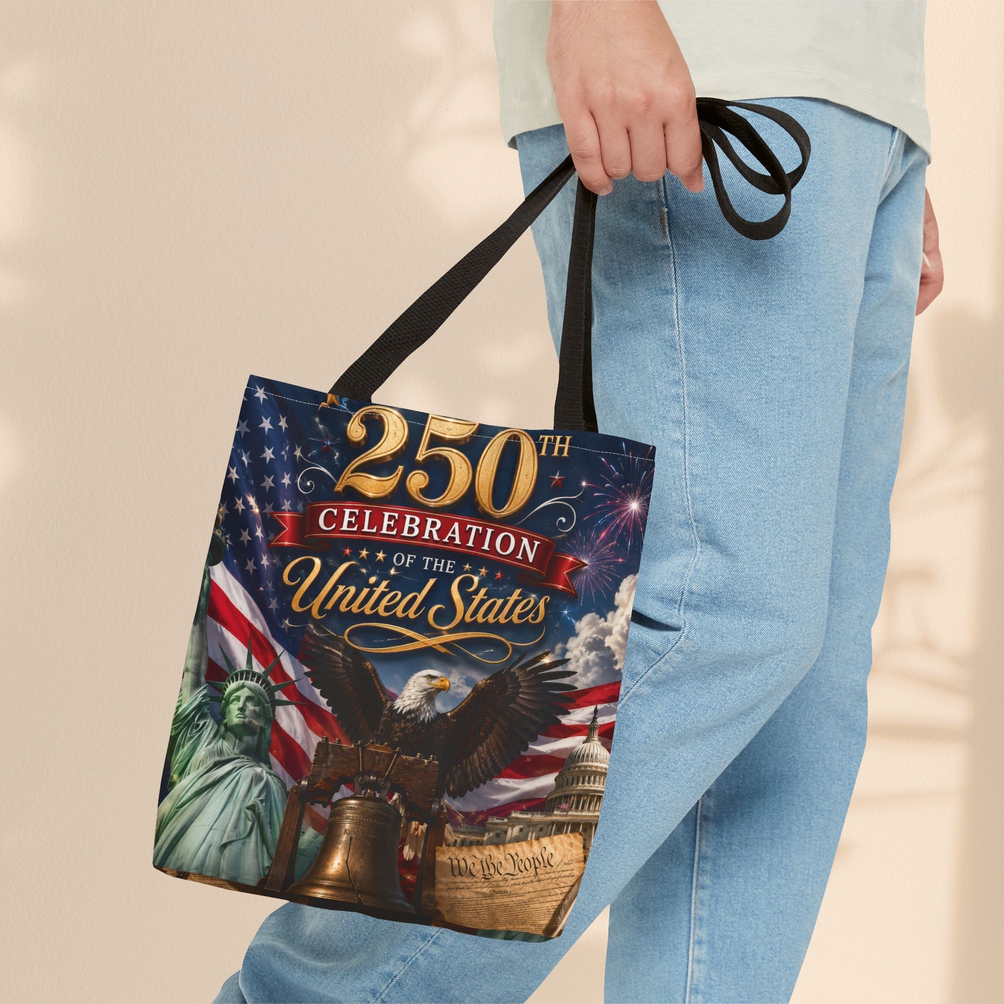 Patriotic American Flag & Eagle Tote Bag — 250th United States Celebration