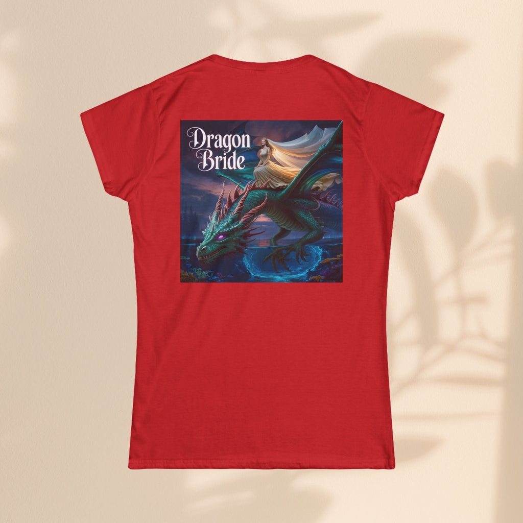 Dragon Bride Women's Softstyle Tee - Fantasy Art Shirt, Gift for Fantasy Lovers, Dragon Lover Apparel, Unique Tee for Her, Magical Clothing