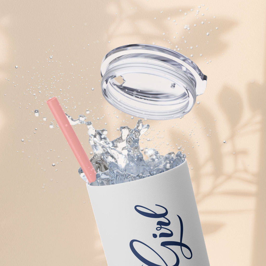 Flower Girl Skinny Tumbler with Straw, 20oz – Perfect Bridal Party Gift, Wedding Favor, Floral Drinkware, Summer Hydration