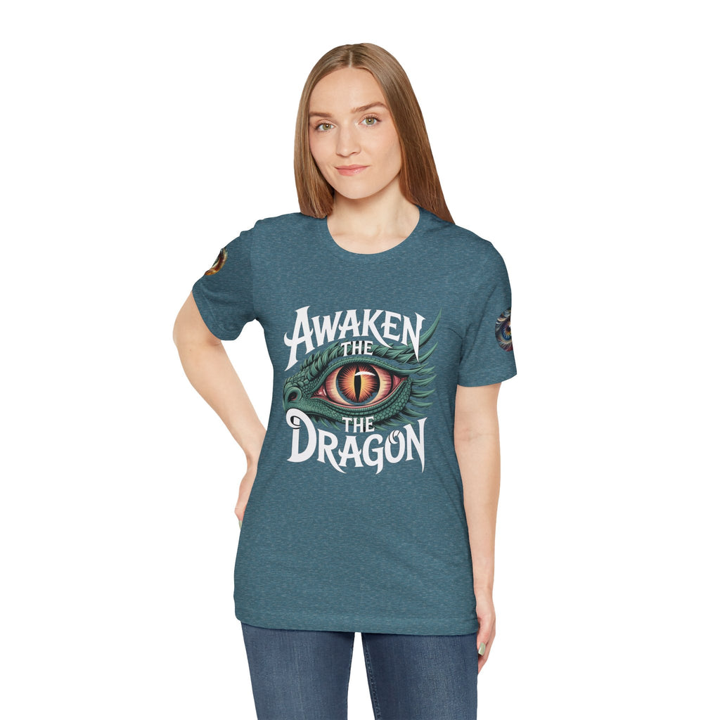 Fantasy Awaken The Dragon Graphic Tee, Unisex Short Sleeve Shirt, Gift for Dragon Lovers, Fantasy Fan Apparel