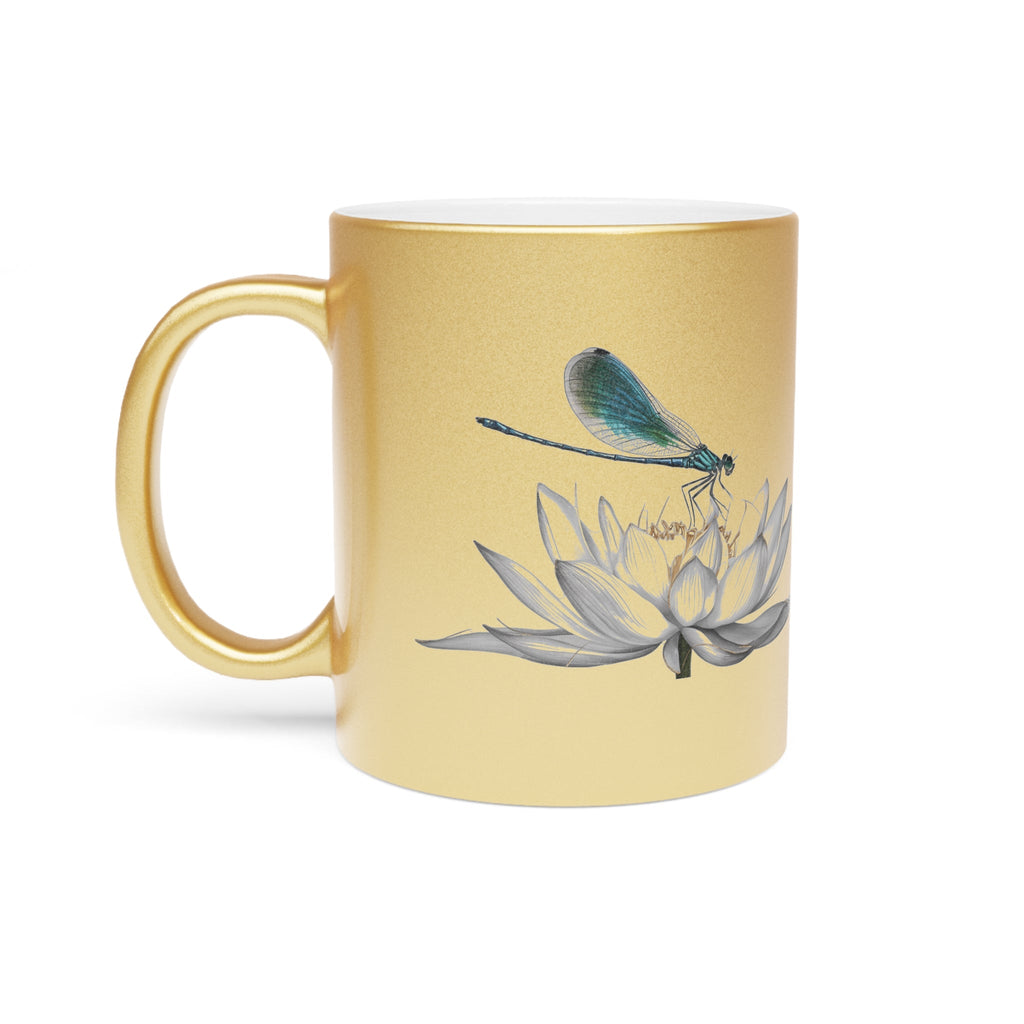 Dragonfly Metallic Mug – Silver or Gold Gift Cup