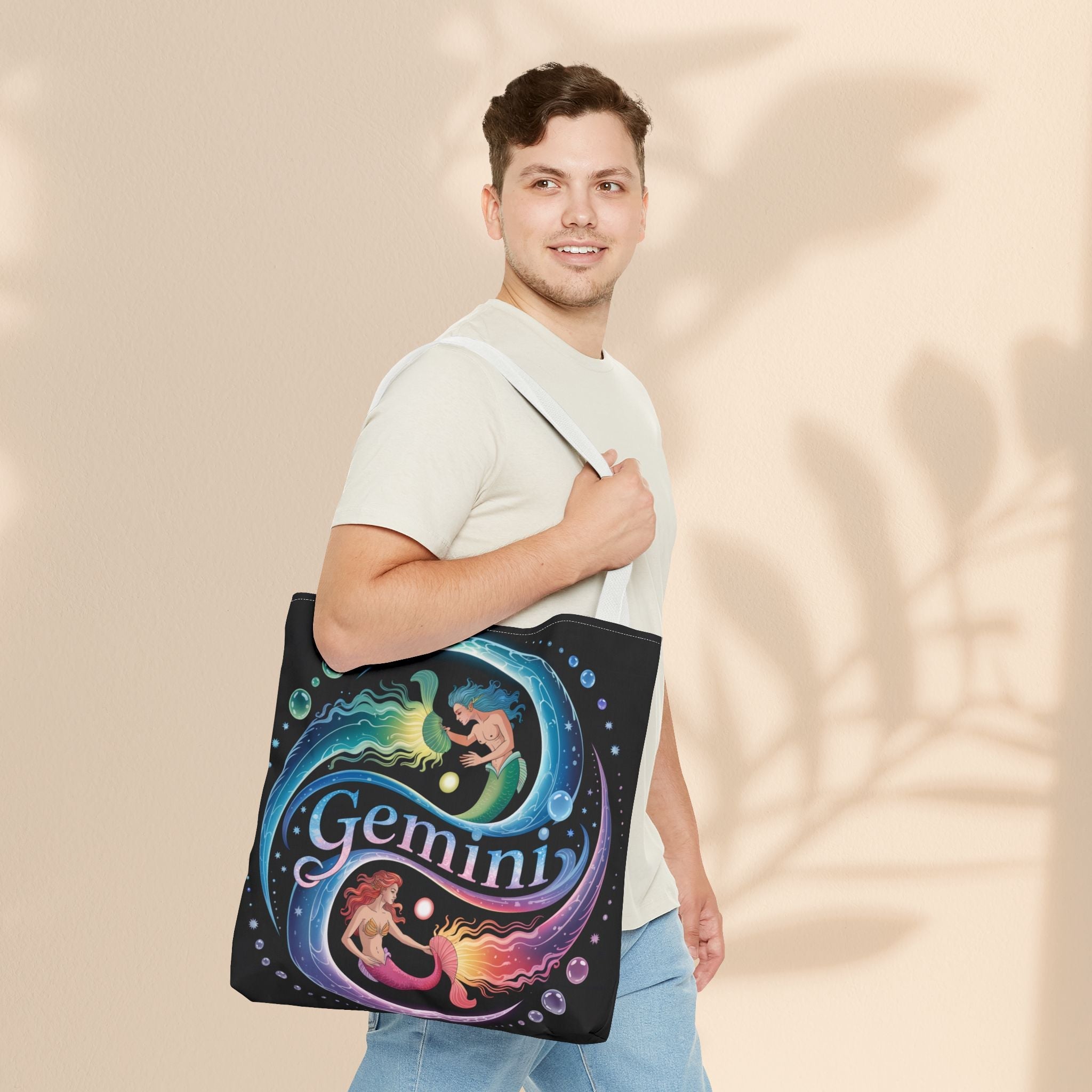 Gemini Zodiac Tote Bag - Colorful Astrology Bag, Gift for Astrology Lovers, AOP Tote for Geminis, Horoscope Design, Birthday Gift